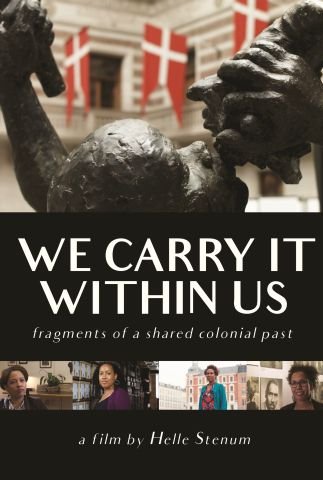 DVD-Umschlag des Films "We carry it within us" auf dem eine Statur zu sehen ist und die Protagonistinnen des Films.